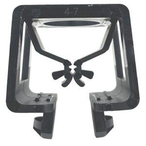 A black plastic frame with two clips attached to it.